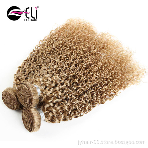 Colored human remy hair Extension Aliexpress hair bundles double drawn thick 6A 7A 8A virgin human european hair 27 Honey blond